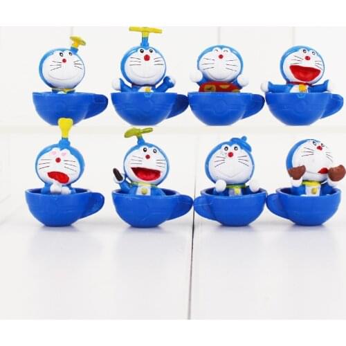 8Pcs/set Kawaii Doraemon in Cup style Mini Toys Action Figure Toy Kids Doll Gift