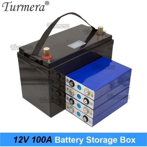 Turmera 12V 100A Battery Stotage Box with LCD Display for 3.2V 90Ah 100Ah 105Ah Lifepo4 Battery UPS and Solar Energy System Use