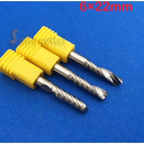 Free Shipping AAA 2pcs 6mm Carbide CNC Router Bits Single Flute Tools 22mm New