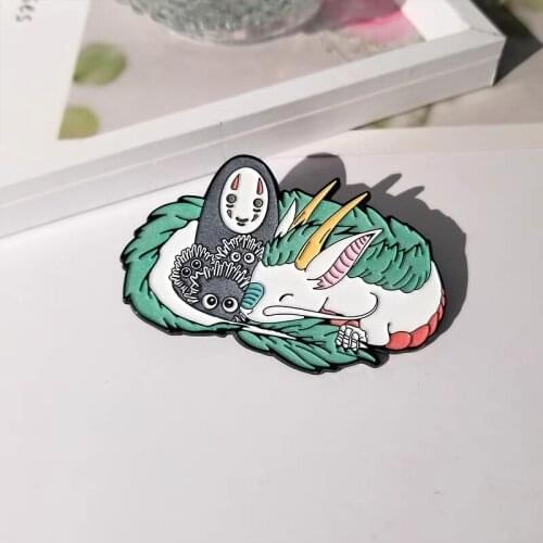 Spirited Aways No Face Man White Dragon Hard Enamel Pin Animals Brooch Anime Fan Collection Badge Unique Decorate Gifts