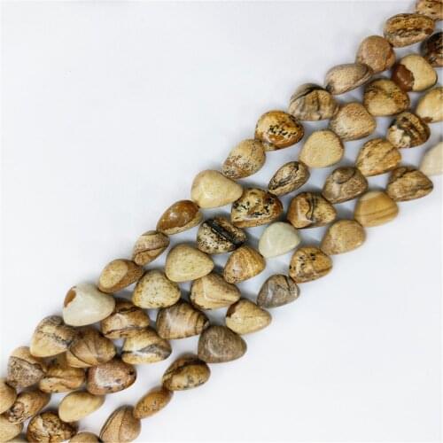 1 Strand 40Pcs 10x10x5mm Natural Brown Picture Jasper Love Heart Loose Beads For DIY Jewelry Making Accessories 15.5Inch