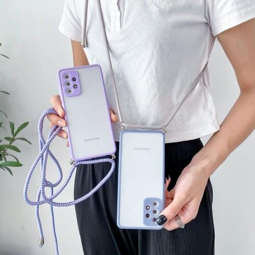 Crossbody Lanyard Hang Neck Strap Case For Samsung Galaxy A52 A32 A72 A12 A51 A71 A50 A21S S20 FE S21 Ultra 5G S10 S9 Plus Cover