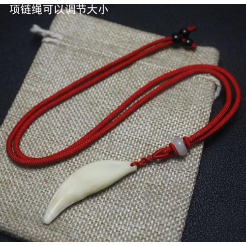 Man Brave Wolf Tooth Necklace Pendant Choker Ethnic style Big size tooth Wild accessories Fashion Jewelry Red rope
