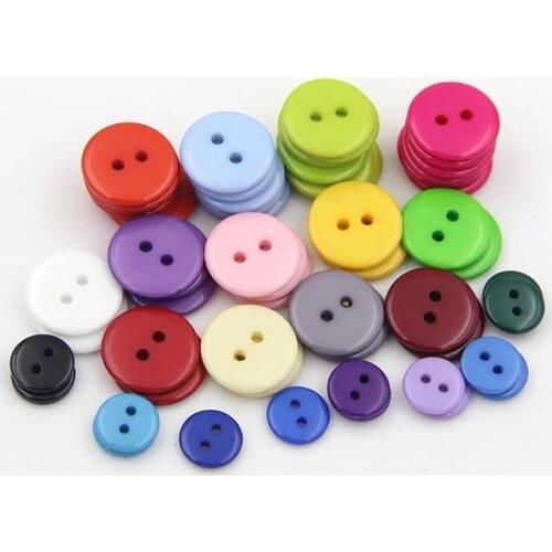 Kids Sewing Buttons Plastic Clothes Tools100pcs 2 Holes Round Shape Random Colors Garment Accessories