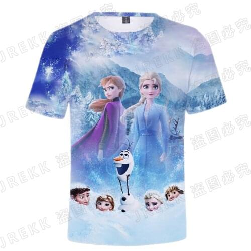 Frozen 3D Printed Disney Movie Mens T-shirt Summer Cartoon Anime Clothes For Children Short Sleeve Oversized T Shirt Women