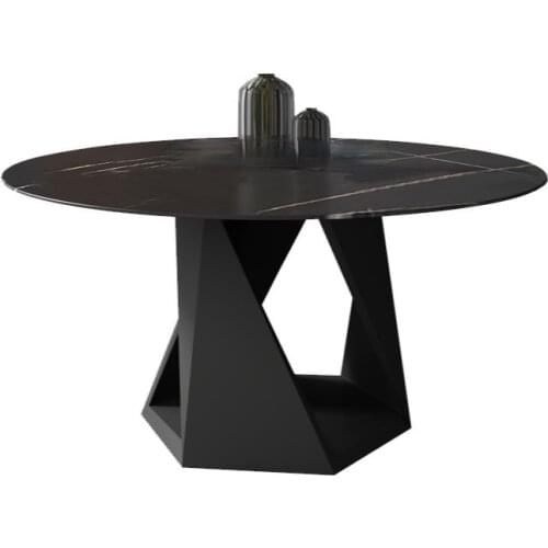 Rock plate dining table and chair simple round turntable dining table minimalist restaurant round table