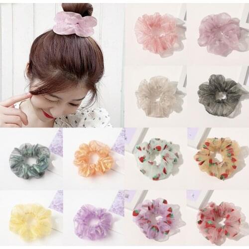 Sweet Chiffon Scrunchies Women Headband Ponytail Holder Giant Hair Bands Rope Hair Accessories|Womens Hair Accessories