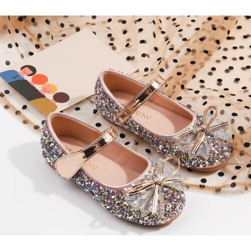 Toddler Baby Girl Leather Shoes Girls Sequined Bow Princess Shoes Mary Jane Childrens Show Show Birthday Party Shoes