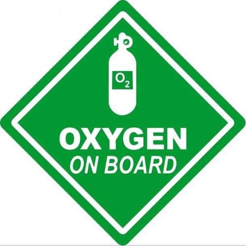 Creative 13cm X 13cm for Green Diamond Label Oxygen on Board VAN Car Stickers Motorcycle Laptop Decal Anime Car Assessoires