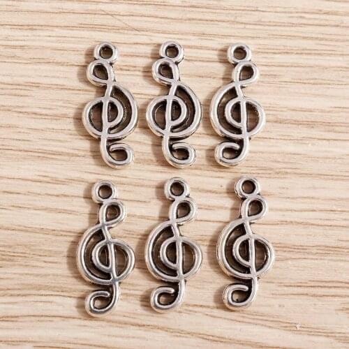 30pcs 8*19mm Trendy Music Note Charms for Jewelry Making DIY Alloy Silver Color Charms Necklaces Pendants Bracelet Accessories