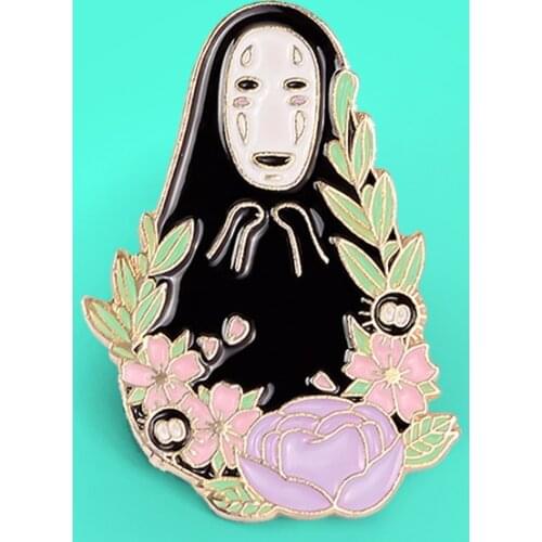Spirited Away No Face Man Brooch Enamel Pins Miyazaki Hayao Japan Anime Brooches Hard Badge Lapel Pin Backpack jewelry