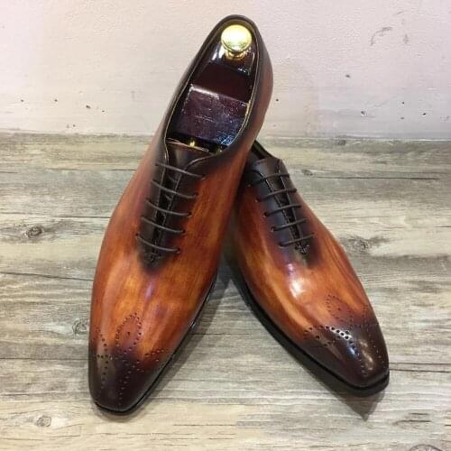 Autumn Mens formal shoes leather oxford shoes for men dressing wedding mens brogues office shoes lace up male zapatos de hombre