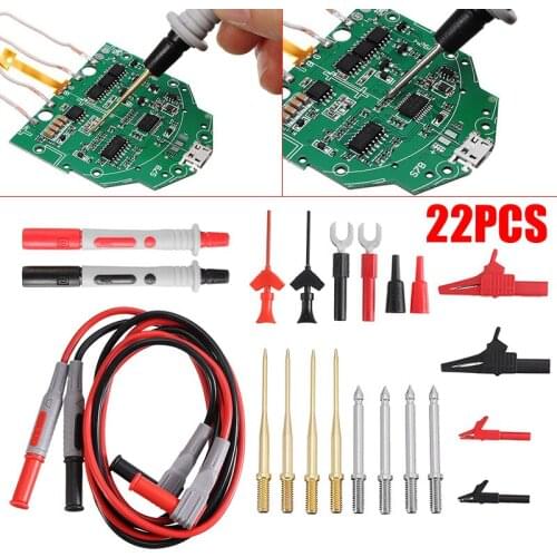 22pcs Multimeter Voltmeter Lead Set Electrical Hook Probe Wire Pen with Alligator Clip Test