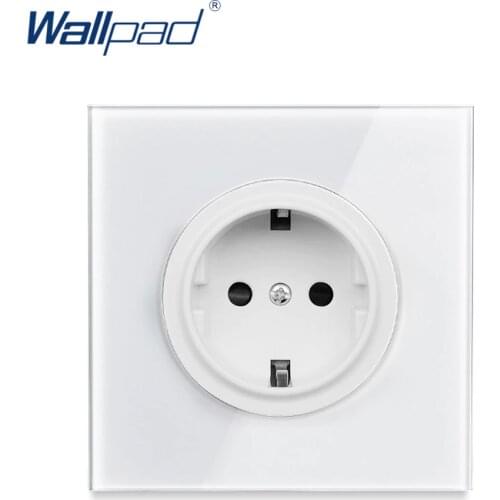 Wallpad 2019 New Arrival Crystal Glass Panel 16A EU Standard Wall Power Socket Outlet Grounded With Child Protective Lock