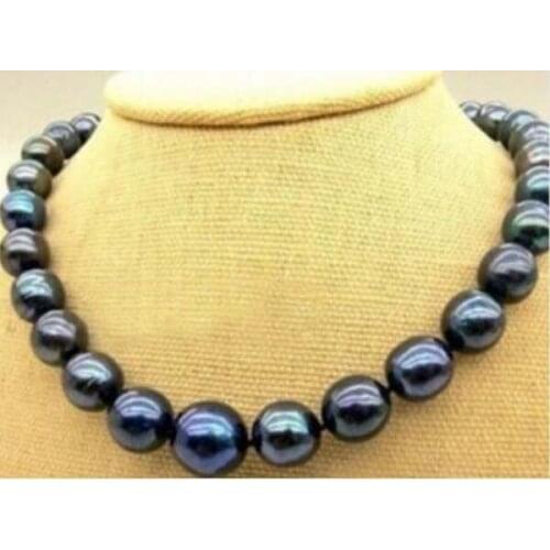 New AAA 10mm real Black Natural Pearl Necklace 43-44cm Factory Wholesale price Women Giftword women gift
