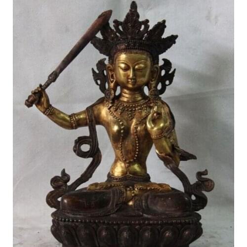 Song voge gem S1181 16" Tibet Fane Buddhism Copper Bronze Manjushri Kwan-yin Guan Yin Buddha Statue