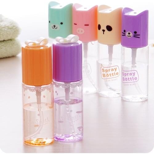 35ml Cute Refillable Plastic Spray Bottle with Animal Printing Lace Bowknot Cover Make up Tools Accessaries 20pcs/lot P096