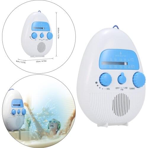 Portable Shower Radio FM AM Electronic Adjustable Volume Top Handle for /Indoor /Bathroom /Home