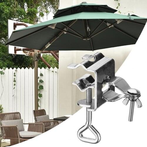 Portable Non-slip Table Umbrella Clamp Alloy Garden Windproof Table Parasol Stand for Balcony