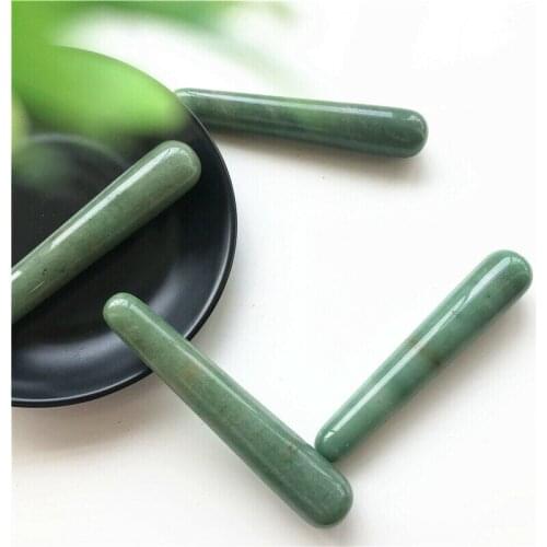 Dropshipping 1pc Face Massageador Roller Wand Natural Green Aventurine Stone Wand Guasha Stick Health Care Body Massage