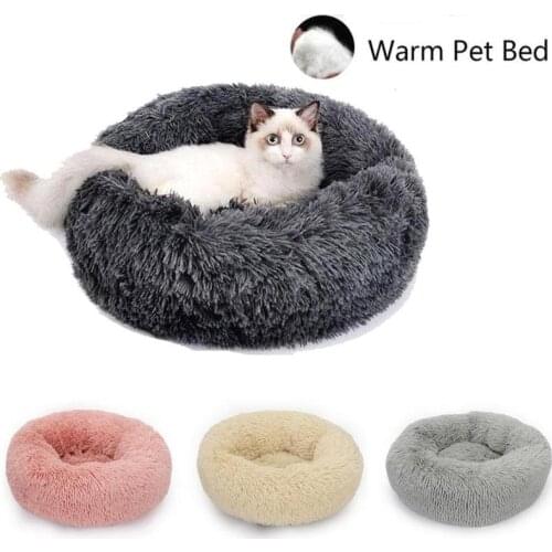 Round Plush Pet Bed Cat Beds House Pet Dog Bed For Dogs Mat Cat Pet Animals Cushion Bed Cat Sofa Sleeping Basket Products B2S4