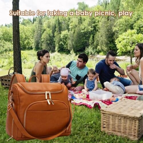 Diaper Bag Backpack Convertible Travel Tote Diaper Bag PU Leather Waterproof Nappy Bag Baby Diaper Backpack
