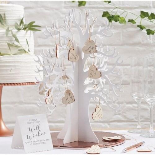 3D Wishing Tree&Heart Alternatives White Wedding Guest Book For Guest Sign,Rustic 3D Guest Book Wedding Ideas Decor,Wedding Card