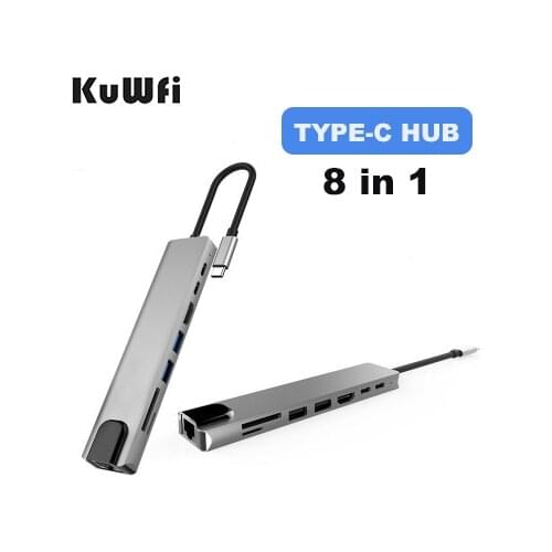 Type C HUB USB Type C to HDMI 4K PD 5A 87W Dock Rj45 Lan USB 3.1 Splitter USB-C Power Delivery Accessories for iMac air MacBook