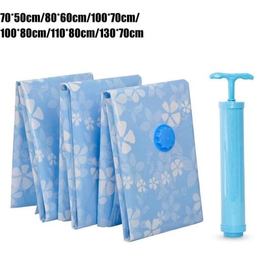Vacuum Storage Bag Reusable Hand Pump Compressed Clothes Blanket Quilt Organizer Clothes Blanket