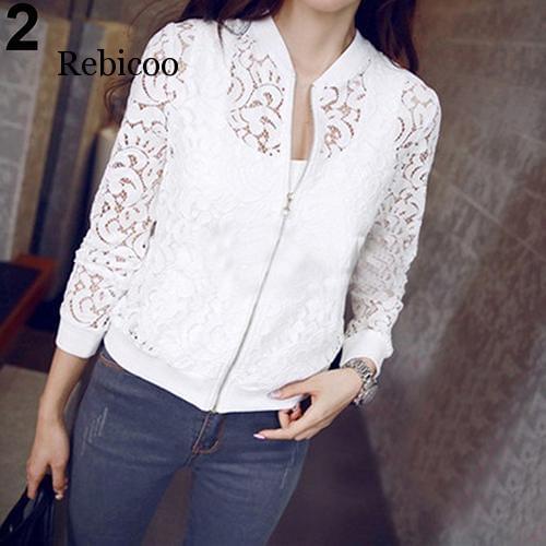 New Womens Fashion Hollow Floral Lace Zipper Pocket Casual Short Jacket Coat Top Warm Streetwear outdoor Windproof Punk style
