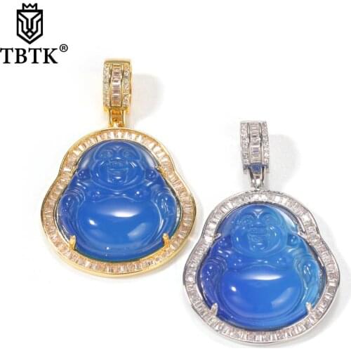 TBTK Mini Green Buddha Figurines Pendant Women Gold Silver Color Gem Necklace Fashion Jewelry New Style Dropshipping