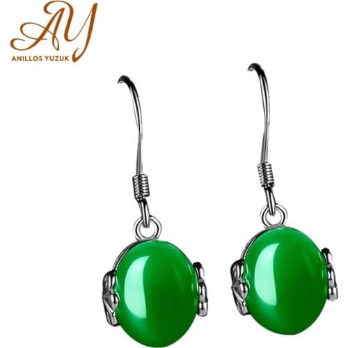 Anillos Yuzuk Agate Gemstone Drop Earing For Women Real 925 Sterling Silver Jewelry Earings Wedding Anniversary Paty Gift