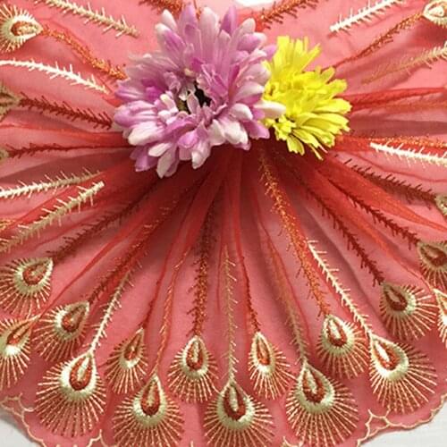 1yard 18cm Multi Colors Peacock Feather Lace Ribbon DIY Wedding Decoration Embroidered Lace Trim Fabric Ribbons Supply For Party