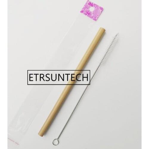 100sets Yellow Bamboo Straw Reusable 19cm Organic Bamboo Drinking Straws With Clean Brush For Party Birthday Wedding