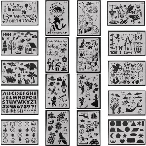 18 pcs Animal and Plant Templates Stencil Set for DIY Painting Drawing Drafting Art Craft Projects