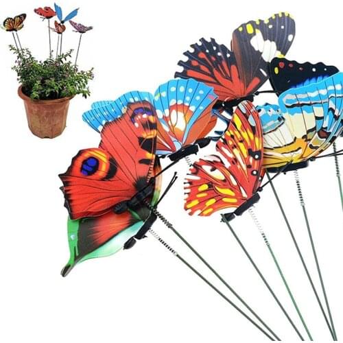 20Pcs Garden Butterflies Yard Planter Ornaments Waterproof Butterfly Decorations For Indoor Outdoor Yard Patio Plant Pot Decor