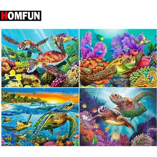 HOMFUN Diamond painting "Turtle sea" Full Square/Round Drill Wall Decor Inlaid Resin Embroidery Craft Cross stitch