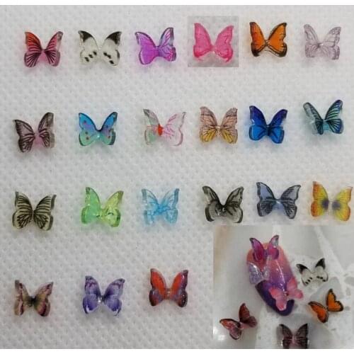100pcs Japanese-Style Net Red Manicure Handmade Resin Butterfly Little Ins Manicure Butterfly Jewelry Three-dimensional