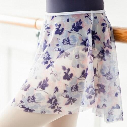 Ballet Skirt Adult Dance Skirt Ballerina Floral Mesh Dance Dress Practice Pull On Skirt Tutu Dancewear Women Short Dance Costume
