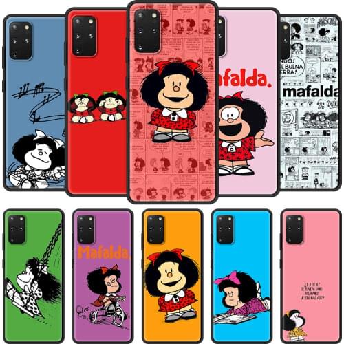 Phone Case For Samsung Galaxy S20 Ultra FE 5G S10 Lite S9 S8 Plus S7 Edge S10e TPU Black Shell Cover Mafalda
