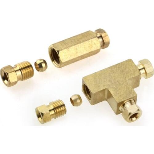 4mm 6mm 8mm OD Two Three Way Compression Ferrule Tube Pipe Fitting Connector Adapter For Oil Lubrication System