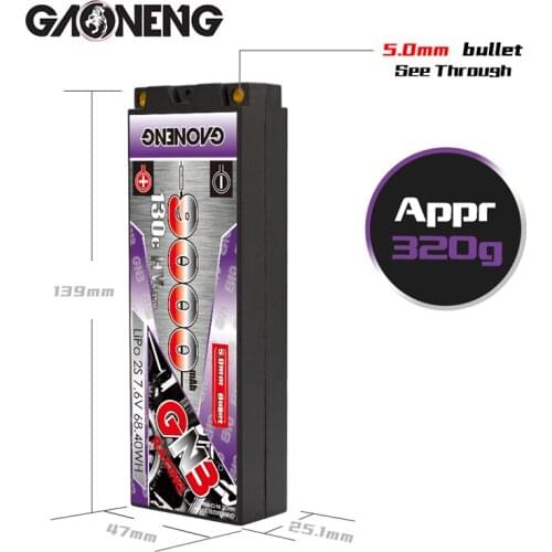 GAONENG GNB 7.6V 9000mAh 130C For RC Car Racing Spare Parts With Shell Upgrade LiHV 2S Rechargeable Battery