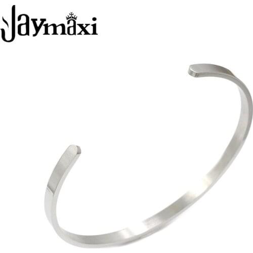 Jaymaxi Trendy 4mm Opening Bangle American Stainless Steel C-shaped 65mm Personalized Engrave Blank DIY Cuff Bangle 10Pcs/lot