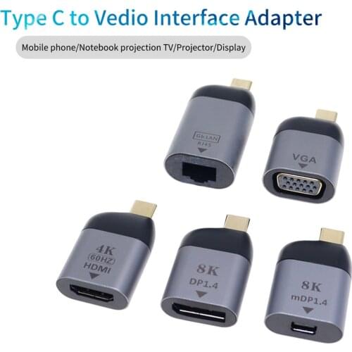 USB Type C To HDMI/VGA/DP/RJ45/mini DP HD Video Converter 4K 60Hz for MacBook Huawei Mate 30 HDMI-compatible USB-C Adapter