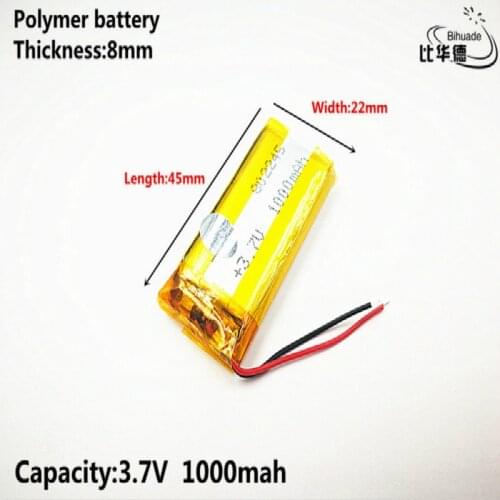 Liter energy battery Good Qulity 3.7V,1000mAH,802245 Polymer lithium ion / Li-ion battery for TOY,POWER BANK,GPS,mp3,mp4