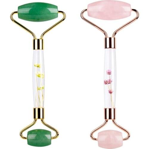 Natural Rose Quartz Massager Roller for Face Neck Body Care Slim Facial Lift Jade Stone Massage Skincare Relax SPA Beauty Tool