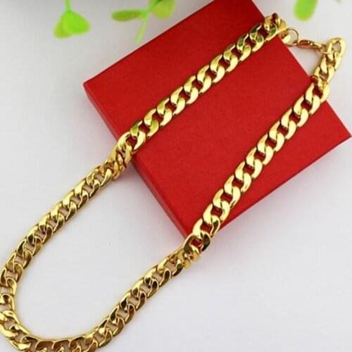 Curb Chain Yellow Gold Filled Mens Necklace Rough Domineering Personality