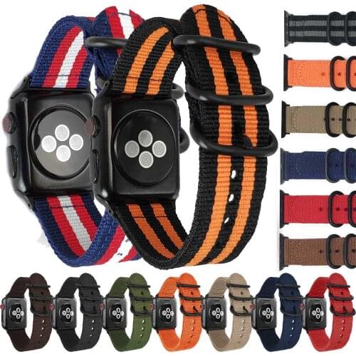 NATO Nylon Watch strap for Apple Watch band nylon 42mm iWatch 4/3/2/1 Strap 38mm with Zulu Rings Buckle and Adapters Watchbands