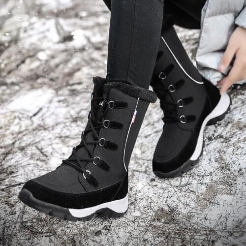 Trekking Outdoor MidCalf Boots Fashion Microfiber Womens boots Shoes Woman Hiking Winter Warm Plush Women Snow Boots