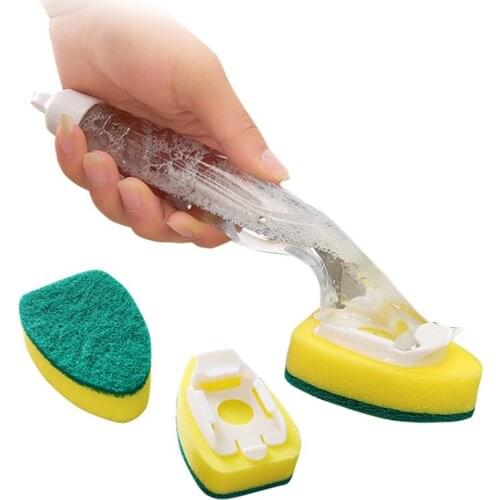 Cleaning Brush For Kitchen Dishware With Refill Liquid Soap Dispenser Automatic Washing Dish Brushes For Sink Floor Window